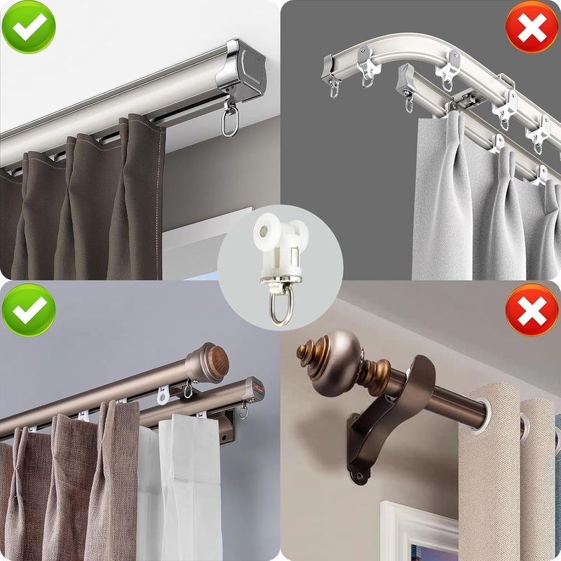 TSBSHum 20 Pack Ceiling Roller, Sliding Curtain Gliders with Wheels, Ideal for Curtain Tracks for Ceiling and Room Divider - Image 5